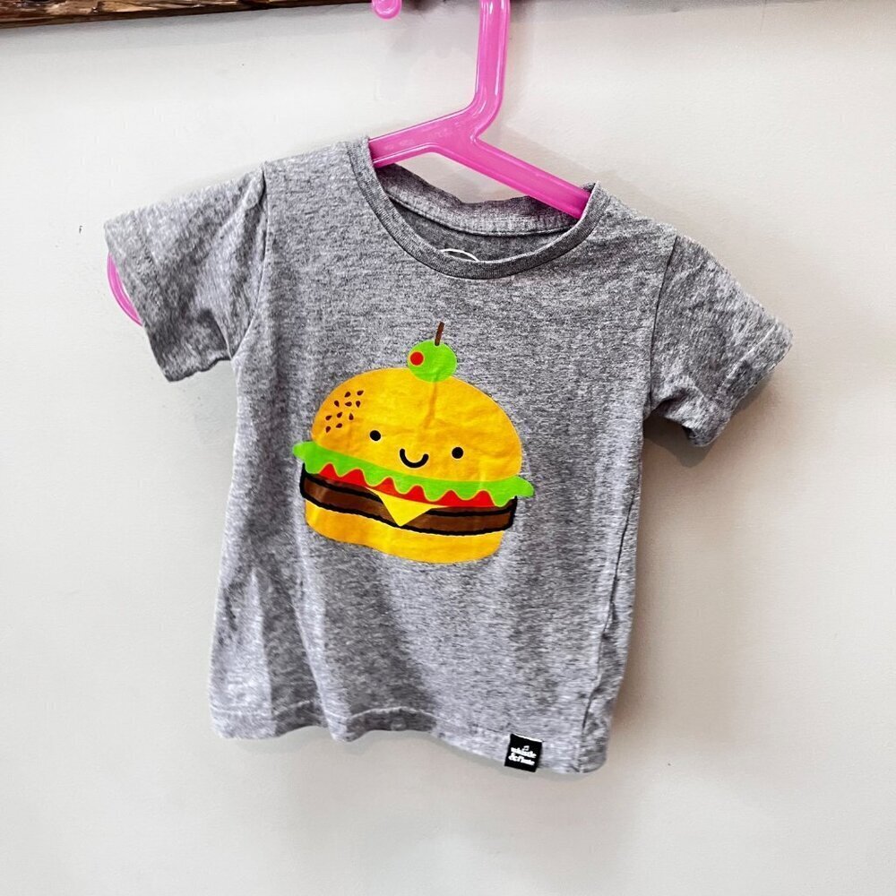 Whistle & Flute Cheeseburger Gray Short Sleeve T-shirt- Size 12-24 months‎